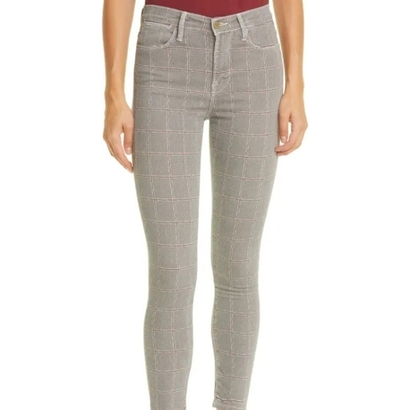 Frame Le High Skinny Crop Jeans in Plaid Sz 32 - Picture 1 of 13